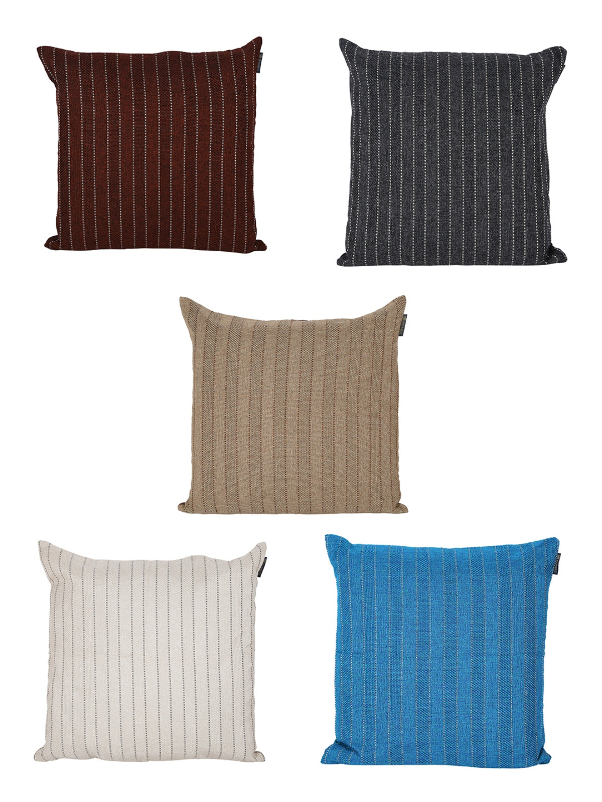 Soft Polyester Jute Plain Solid Cushion Covers 16 inch x 16 inch, Set of 5 - Multicolor