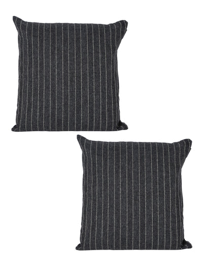 Black and Grey Set of 2 Cushion Covers 24x24 Inch