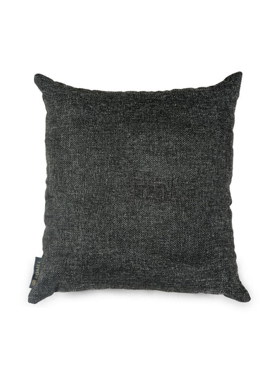 Polyester Jute Solid Plain Cushion Cover 16 inch x 16 inch, Set of 5 - Black