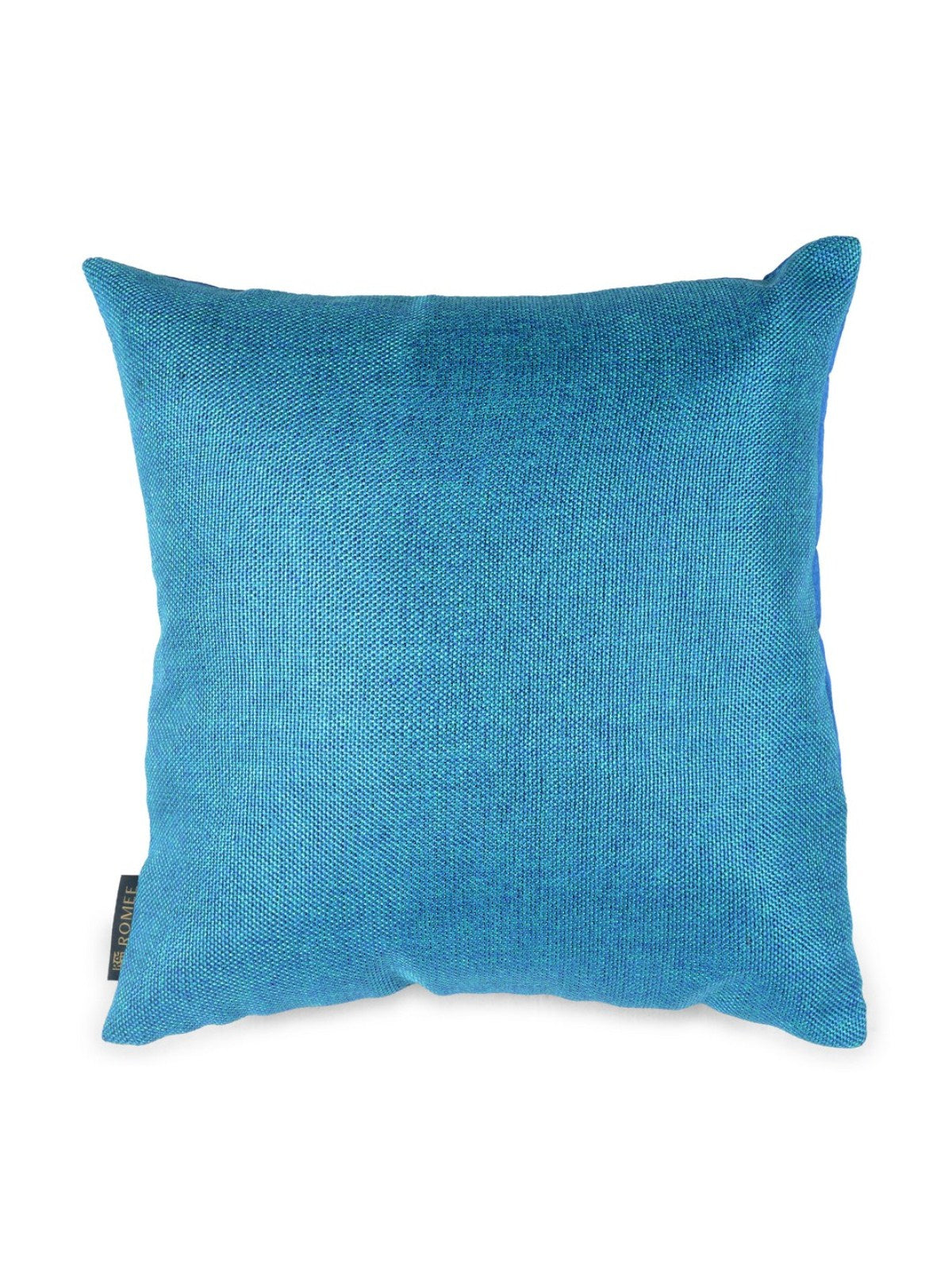 Jute Synthetic Solid Cushion Covers (Blue, 16x16-inch) - Set of 5