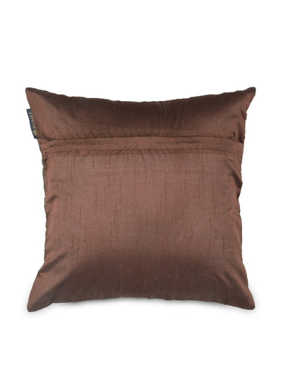 Polyester Jute Solid Plain Cushion Cover 16 inch x 16 inch, Set of 5 - Brown