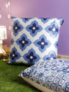 White and Blue Set of 2 Cushion Covers 24x24 Inch