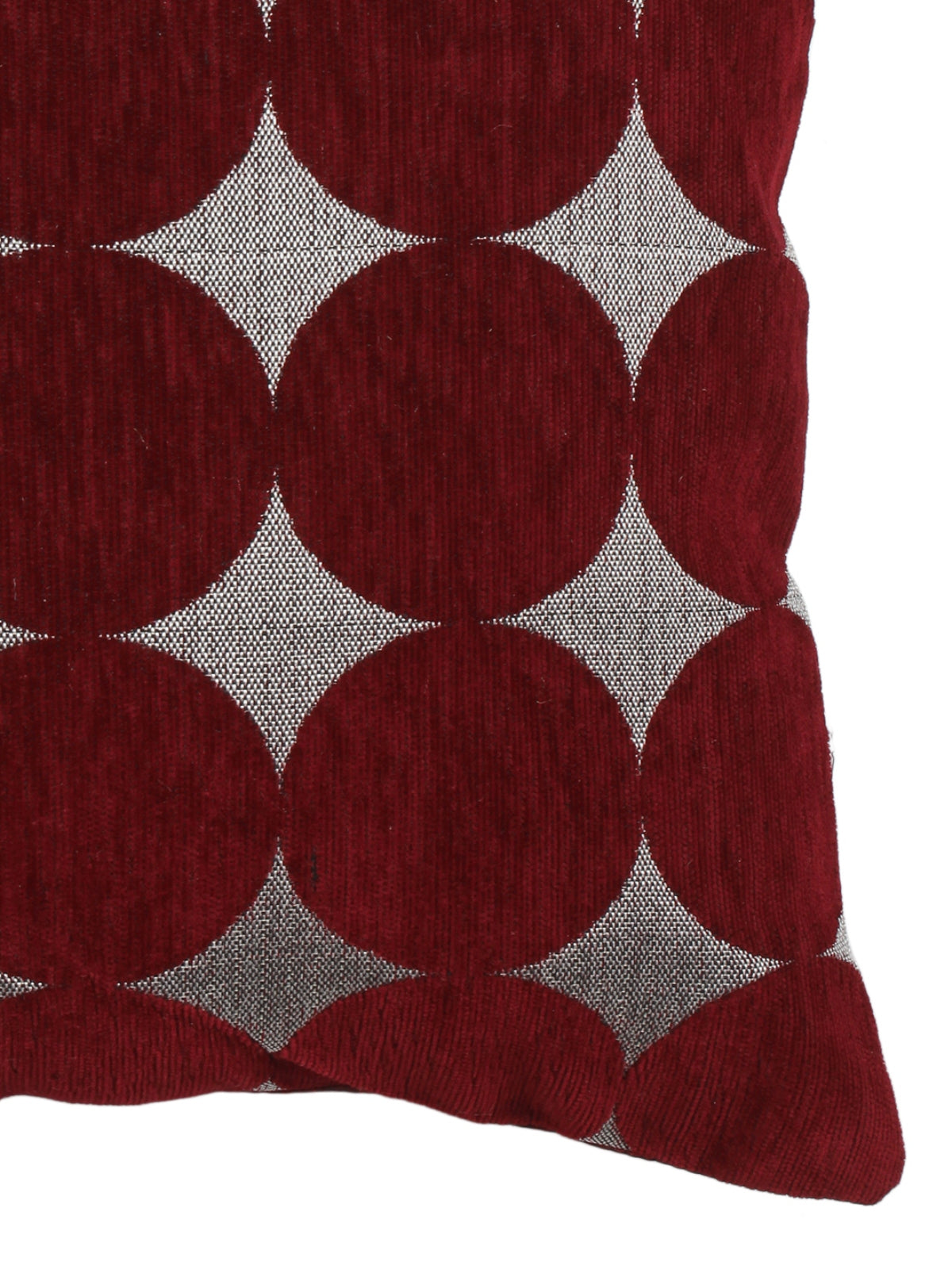 Polyester Velvet Fabric Geometric Printed Cushion Cover 16x16 Set of 5 - Maroon