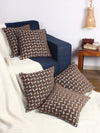 Soft Chenille Designer Ethnic Abstract Cushion Covers 16x16 inch, Set of 5 - Brown