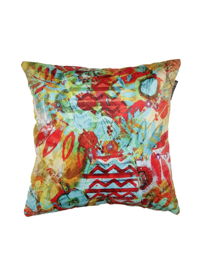 Polyester Velvet Fabric Abstract Printed Cushion Cover 16x16 Set of 5 - Multicolor