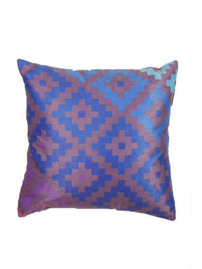 Polyester Velvet Fabric Geometric Cushion Cover 16x16 Set of 6 - Blue