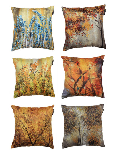 Polyester Velvet Fabric Tree Cushion Cover 16x16 Set of 6 - Multicolor