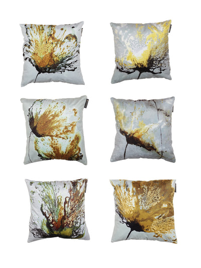 Polyester Velvet Fabric Abstract Cushion Cover 16x16 Set of 6 - Multicolor