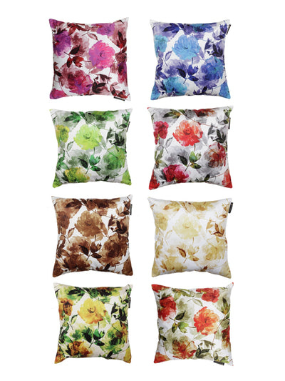Polyester Velvet Fabric Mandala Flower Cushion Cover 16x16 Set of 8 - Multicolor