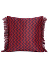 Soft Polyester Textured Zig-Zag Designer Cushion Covers 16 inch x 16 inch Set of 5 - Maroon & Navy Blue