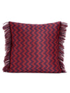 Soft Polyester Textured Zig-Zag Designer Cushion Covers 16 inch x 16 inch Set of 5 - Maroon & Navy Blue