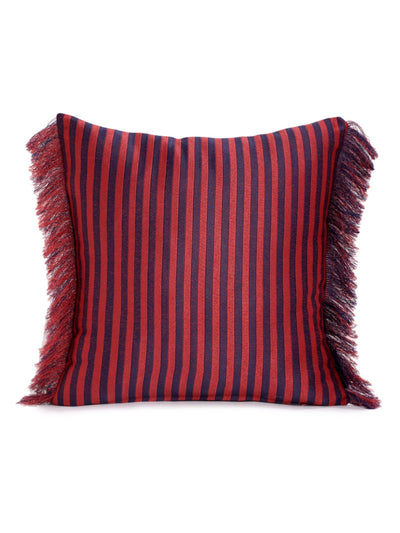 Soft Polyester Textured Striped Designer Cushion Covers 16 inch x 16 inch Set of 5 - Maroon & Navy Blue