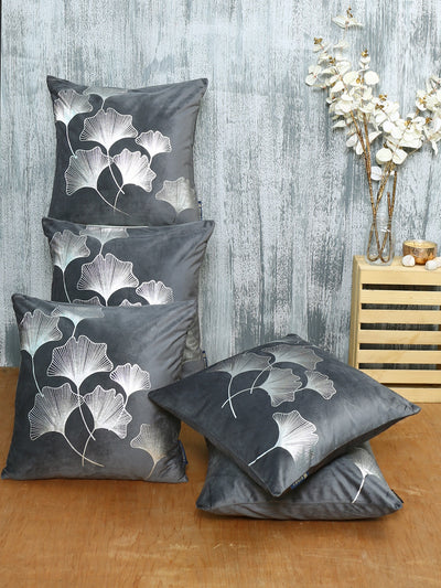 Grey Set of 5 Polyester 16 Inch x 16 Inch Cushion Covers