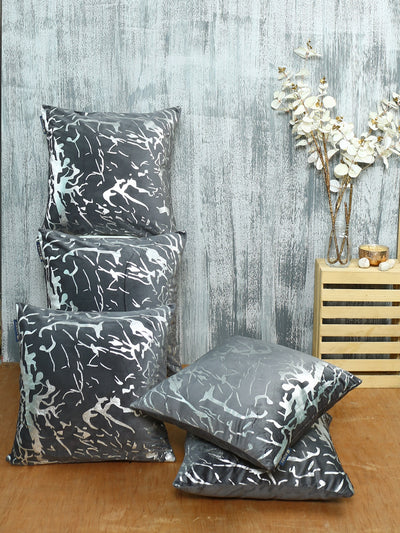 Grey Set of 5 Polyester 16 Inch x 16 Inch Cushion Covers