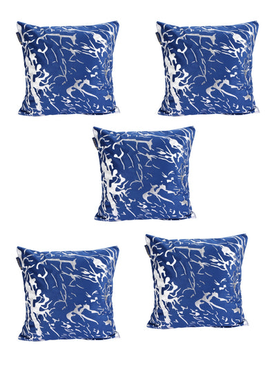 Blue Set of 5 Polyester 16 Inch x 16 Inch Cushion Covers