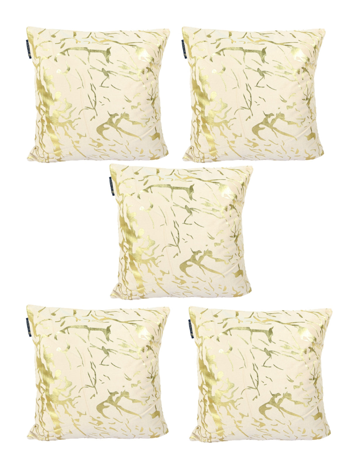 Cream Set of 5 Polyester 16 Inch x 16 Inch Cushion Covers