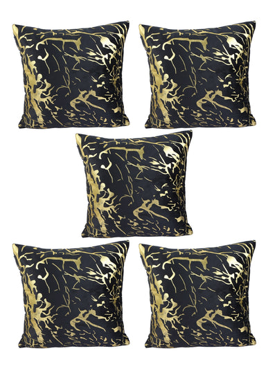 Black Set of 5 Polyester 16 Inch x 16 Inch Cushion Covers