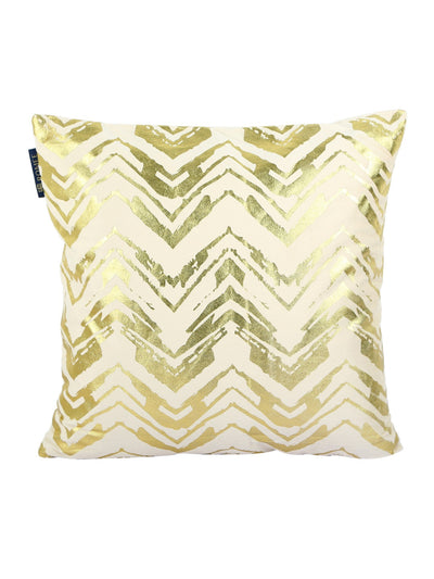 Cream & Gold Set of 5 Polyester 16 Inch x 16 Inch Cushion Covers