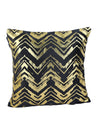 Black & Gold Set of 5 Polyester 16 Inch x 16 Inch Cushion Covers