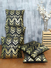 Black & Gold Set of 5 Polyester 16 Inch x 16 Inch Cushion Covers