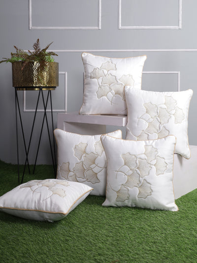 White Set of 5 Polyester 16 Inch x 16 Inch Cushion Covers