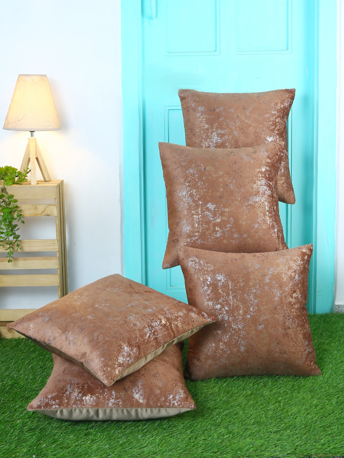 Coffee Brown Set of 3 Polyester 16 Inch x 16 Inch Cushion Covers