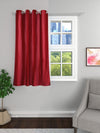 Romee Red Solid Patterned Set of 1 Window Curtains