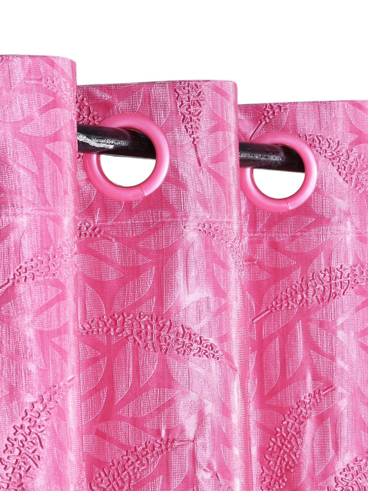 Romee Pink Leafy Patterned Set of 1 Window Curtains