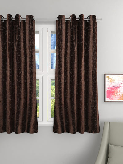 Romee Coffee Brown Long Crush Set of 1 Curtain Door Curtains