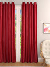 Romee Red Solid Patterned Set of 1 Door Curtains