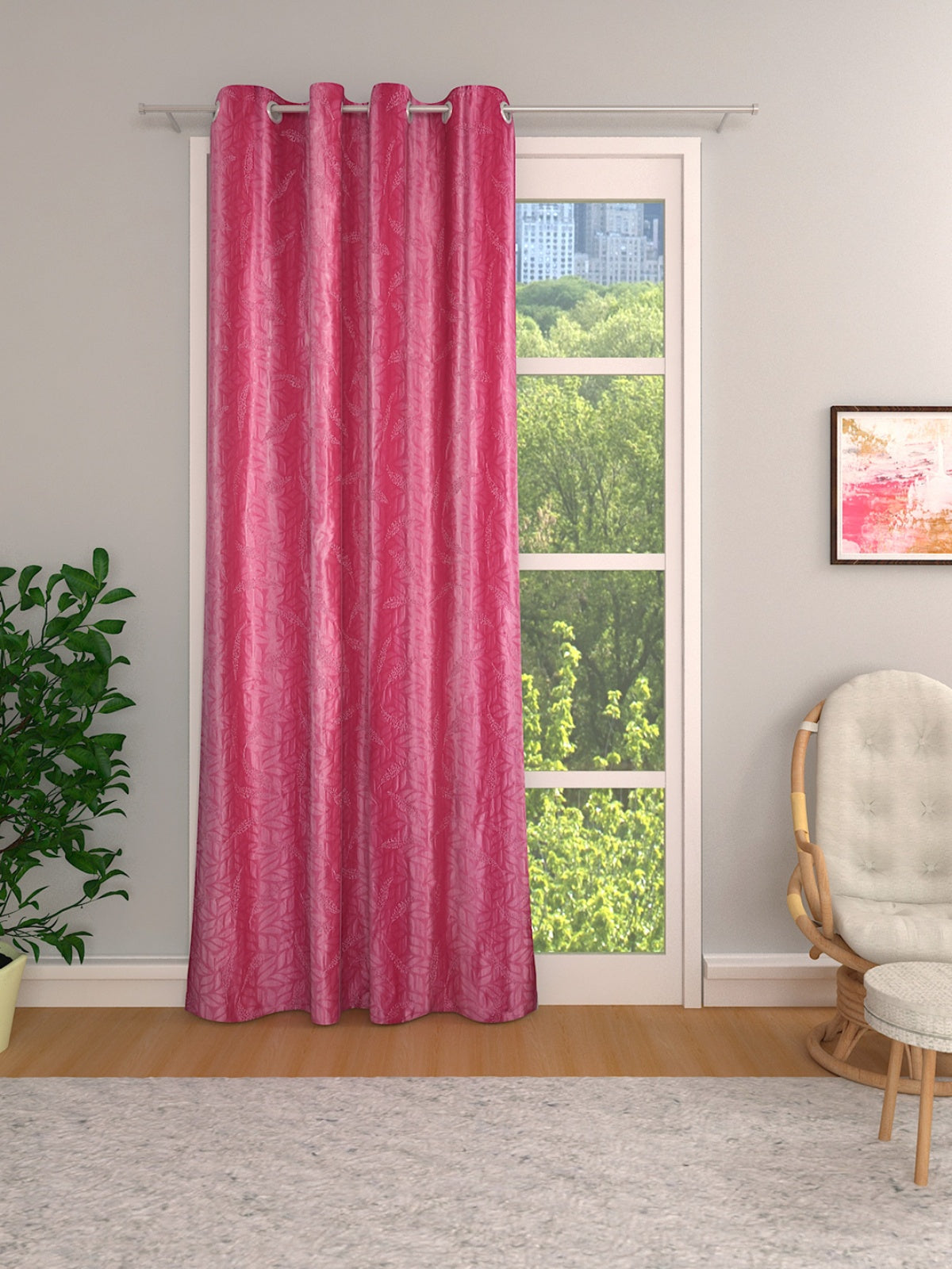 Romee Pink Long Crush Set of 1 Curtain Door Curtains