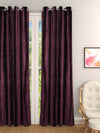 Romee Purple Leafy Patterned Set of 1 Door Curtains