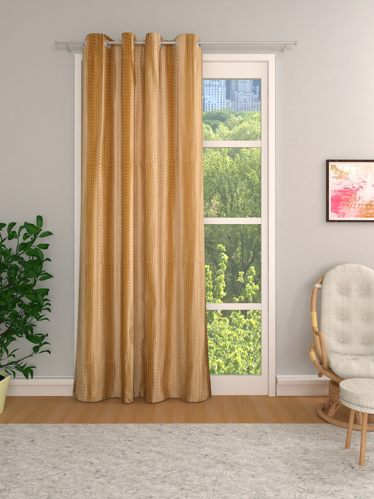 Romee Gold Long Crush Set of 1 Curtain Door Curtains