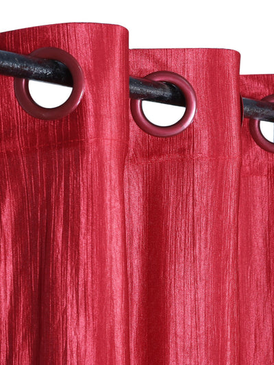 Romee Red Solid Patterned Set of 1 Long Door Curtains