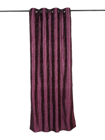 Romee Purple Leafy Patterned Set of 1 Long Door Curtains