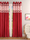 Romee Red Floral Patterned Set of 1 Door Curtains