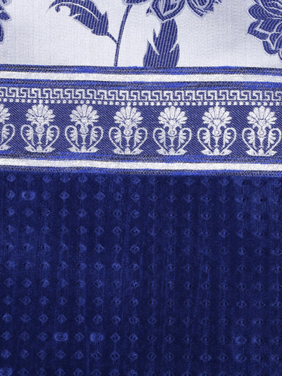 Romee Royal Blue Floral Patterned Set of 1 Door Curtains