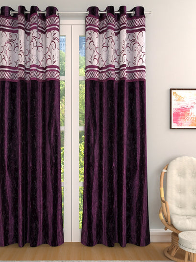 Romee Purple Jacquard Set of 1 Curtain Door Curtains
