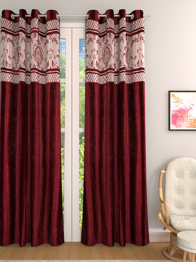 Romee Maroon Jacquard Set of 1 Curtain Door Curtains