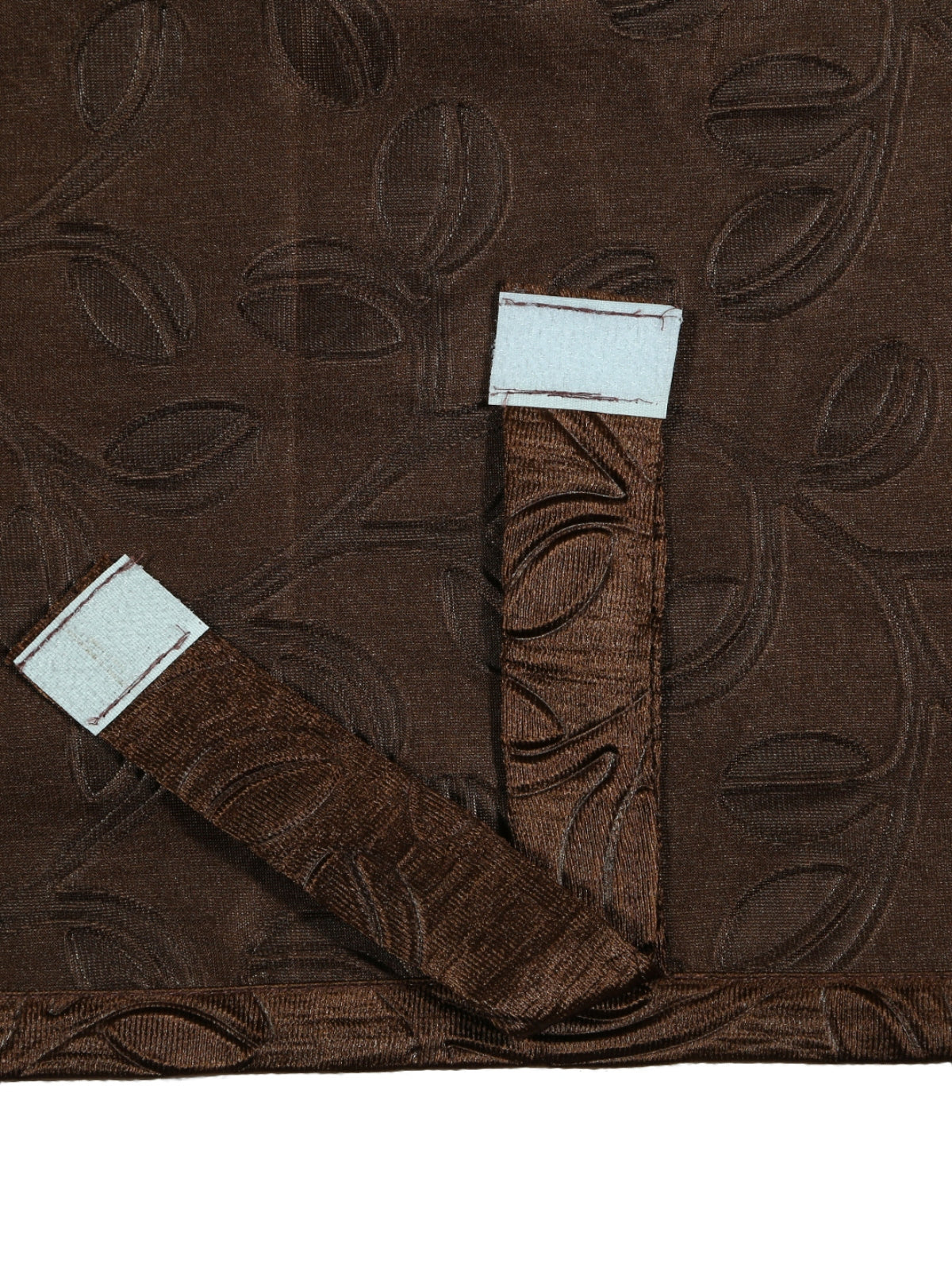 Romee Coffee Brown Leafy Patterned Set of 1 Long Door Curtains