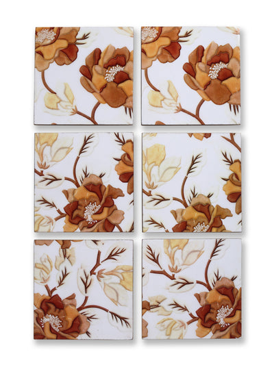 White & Brown Set of 6 Wooden Coasters