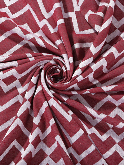 Romee Maroon & White Geometric Patterned Set of 2 Door Curtains