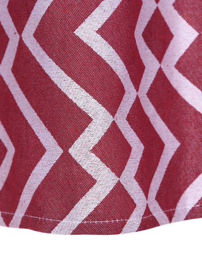 Romee Maroon & White Geometric Patterned Set of 2 Door Curtains