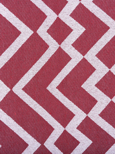 Romee Maroon & White Geometric Patterned Set of 2 Door Curtains