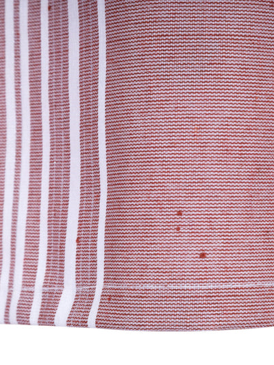 Maroon & White Set of 2 Stripes Room Darkening Door Curtain