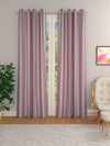 Maroon & White Set of 2 Stripes Room Darkening Door Curtain