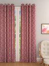 Maroon & White Set of 2 Geometric Room Darkening Door Curtain