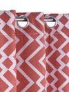 Maroon & White Set of 2 Geometric Room Darkening Door Curtain