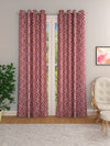 Maroon & White Set of 2 Geometric Room Darkening Door Curtain