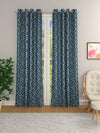 Green & White Set of 2 Geometric Room Darkening Door Curtain